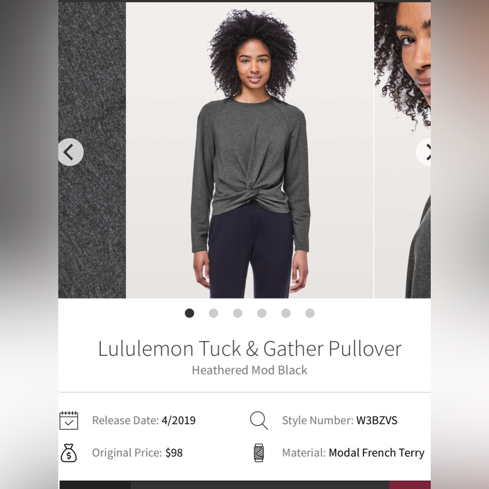 🍋Women’s Lululemon Tuck & Gather Pullover unsized/PTP approx 19” 🍋